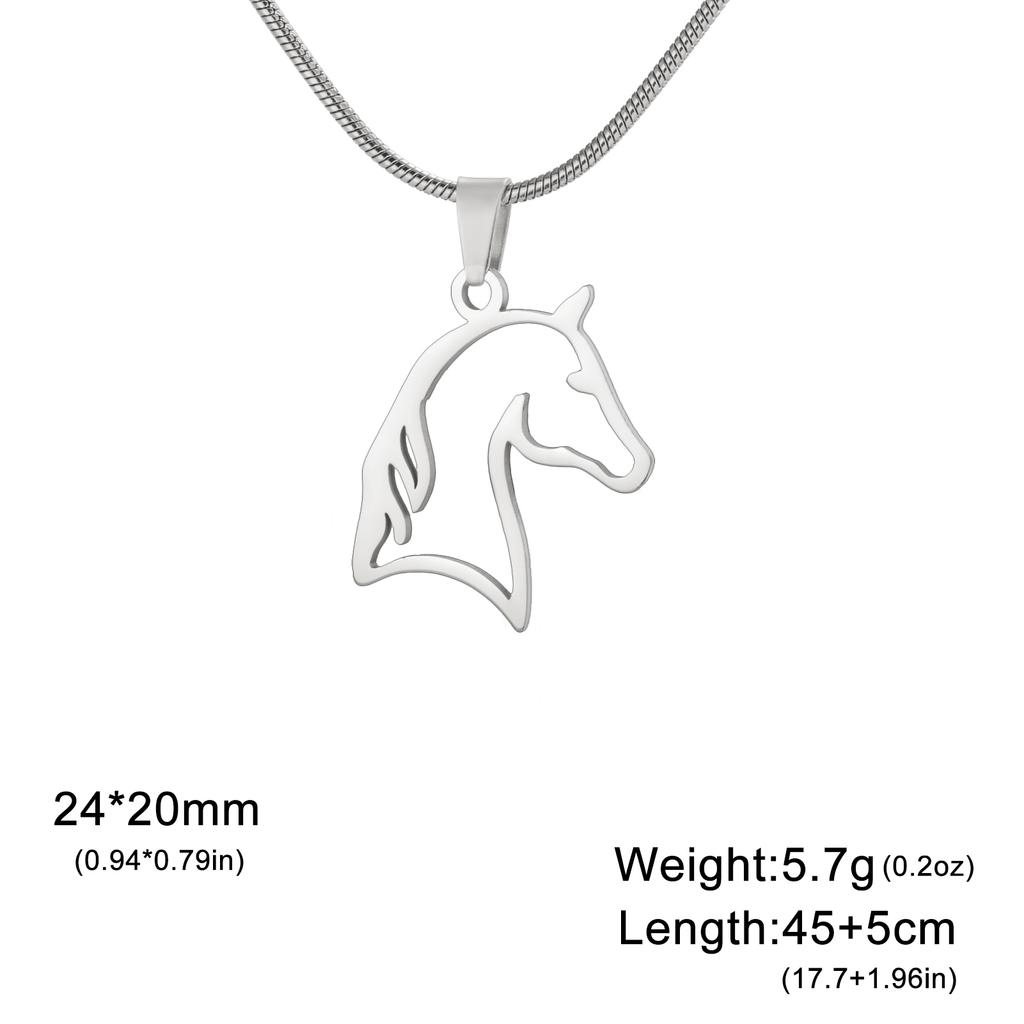 Horse Head Necklace Women Men Stainless Steel Jewelry Snake Chain Animal Pendant for Horseback Riders New Year Zodiac Horse Gift