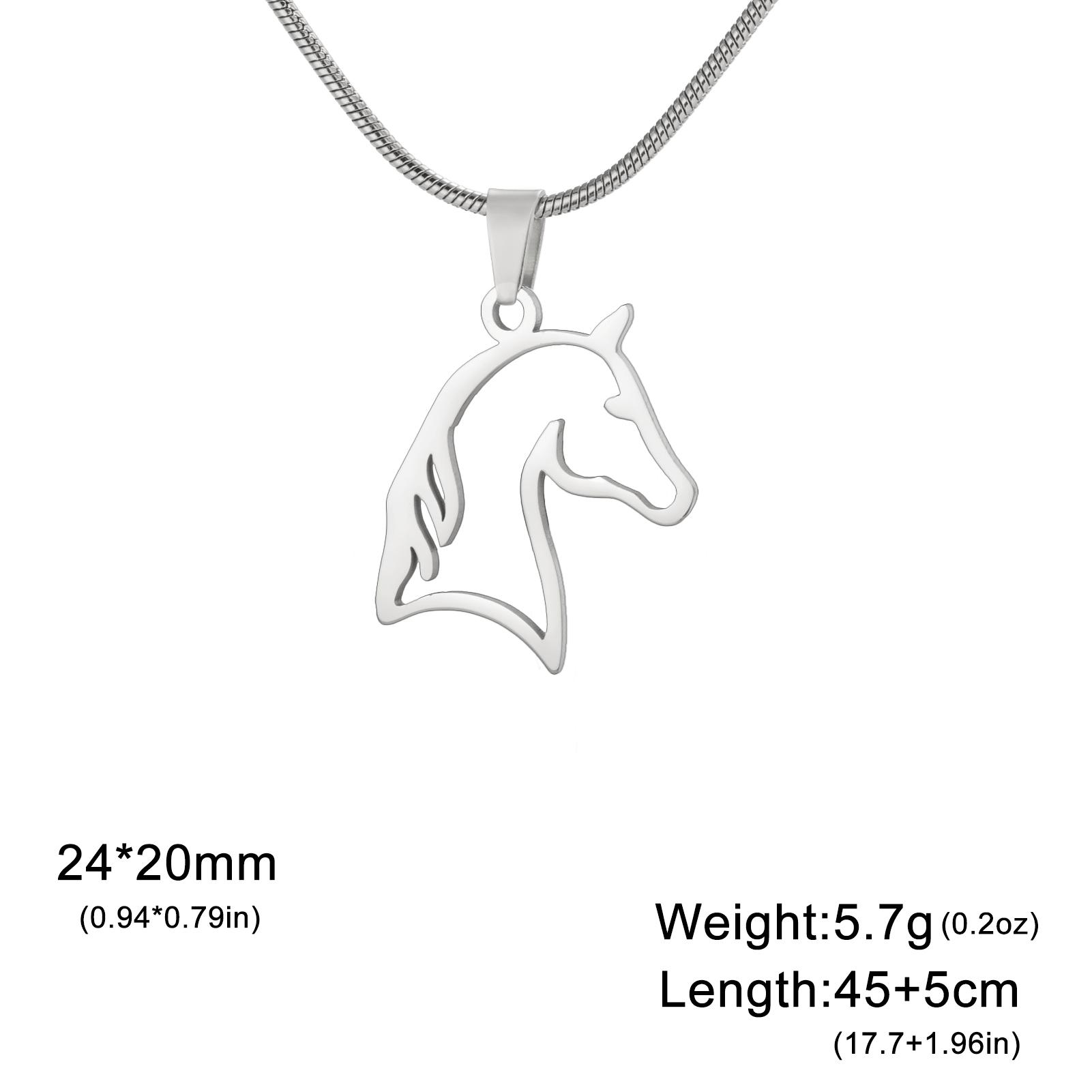 

Horse Head Necklace Women Men Stainless Steel Jewelry Snake Chain Animal Pendant for Horseback Riders New Year Zodiac Horse Gift 45cm