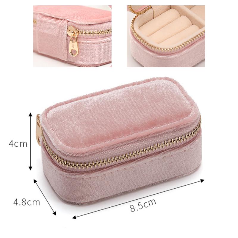 Mini Ring Box Travel Jewelry Box Ring Zipper Velvet Storage Case Jewel Packaging Earrings Necklace Organizer Storage Box Trip