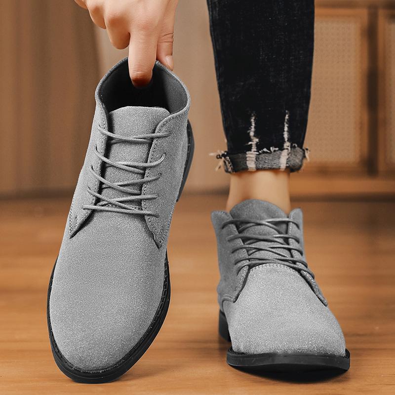 Fashion Casual Shoes Man Fashion Men Ankle Chelsea Boots Lace Up Male Shoes Mid Top Suede Leather Slip On Motorcycle Man Boots