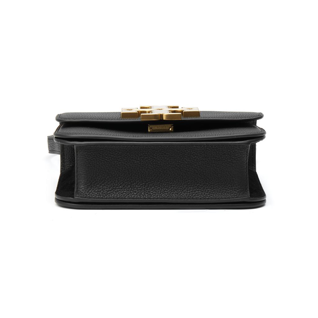 Tory Burch Eleanor Double T Gold Logo Flap Leather Crossbody Shoulder Bag Small Women Bags Black 147831-001