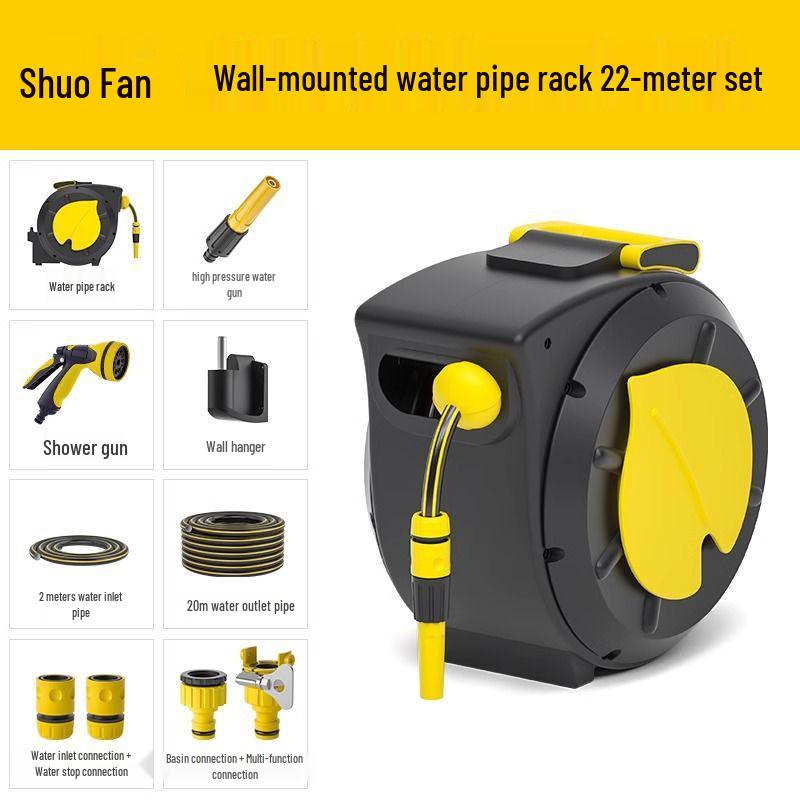 Shuofan Automatic Retractable Car Wash & Garden Hose Reel with Watering Gun.