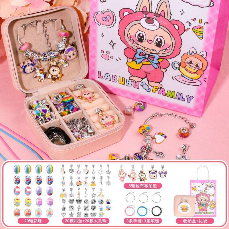Kids Cartoon Bracelet Making Kit DIY Bead Set With Sanrio Characters Childrens Craft Activity Gift