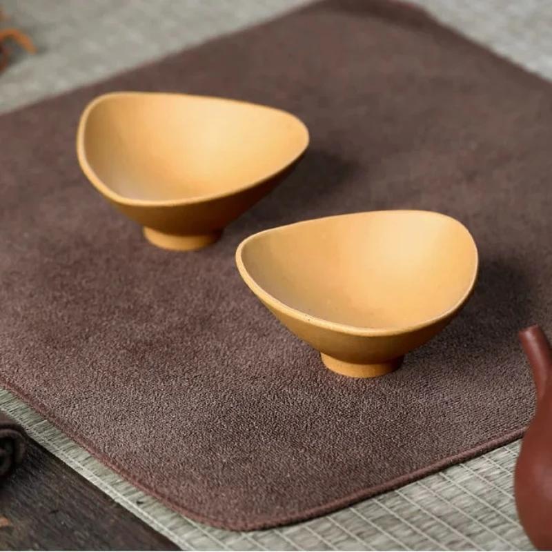 Handmade Purple Clay Tea Cup, Tea Master Cup, Small Capacity Mineral Gold Section, Mud Triangle Cup, Kung Fu Tea Set