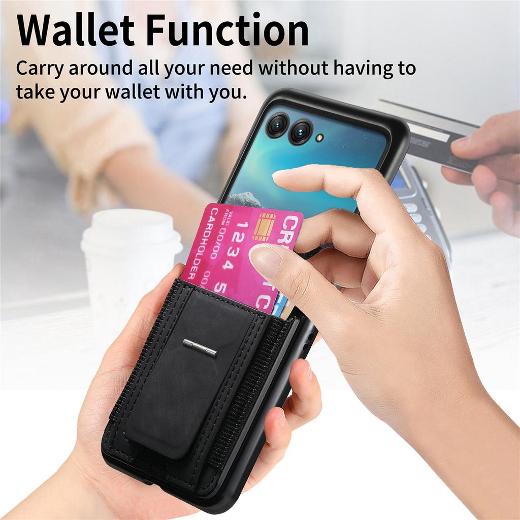 For Motorola Razr 40 Ultra 5G Case Kickstand Retro Leather Back Cover with Card Holder