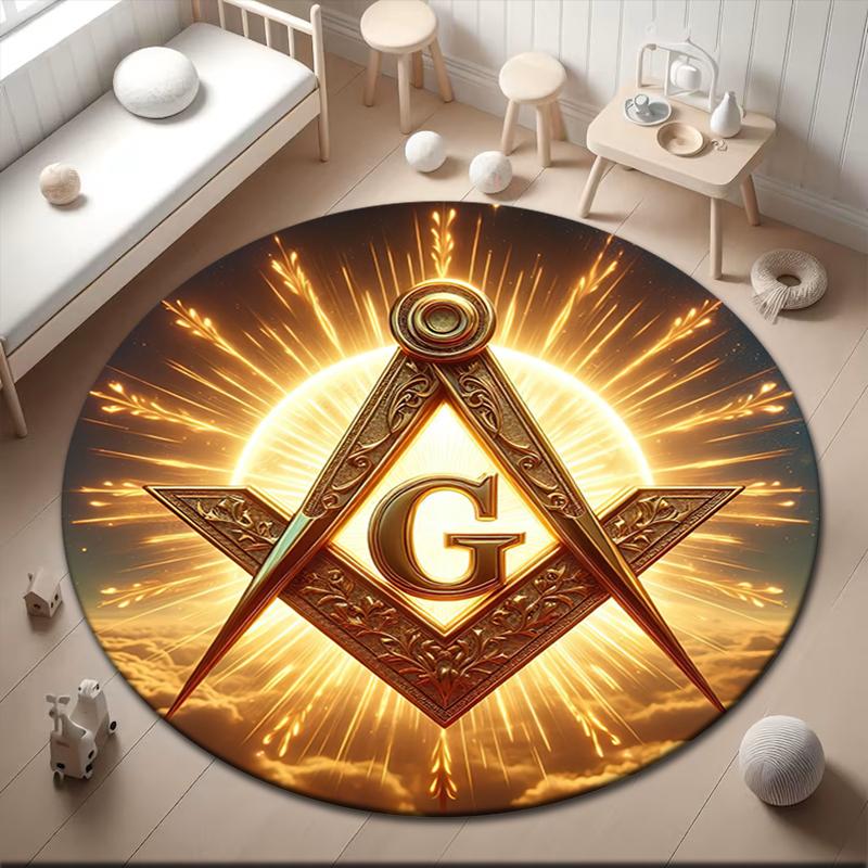 1pc Recognized Freemasonry Round carpet Painted Printed circular carpet, home door mat, outdoor travel protection carpet