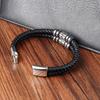 Modische 2-lagige Lederarmbänder mit Edelstahl-Magnet Trendiges mehrlagiges Armband Herren Schmuck Männliches Armband Großhandel Großmenge