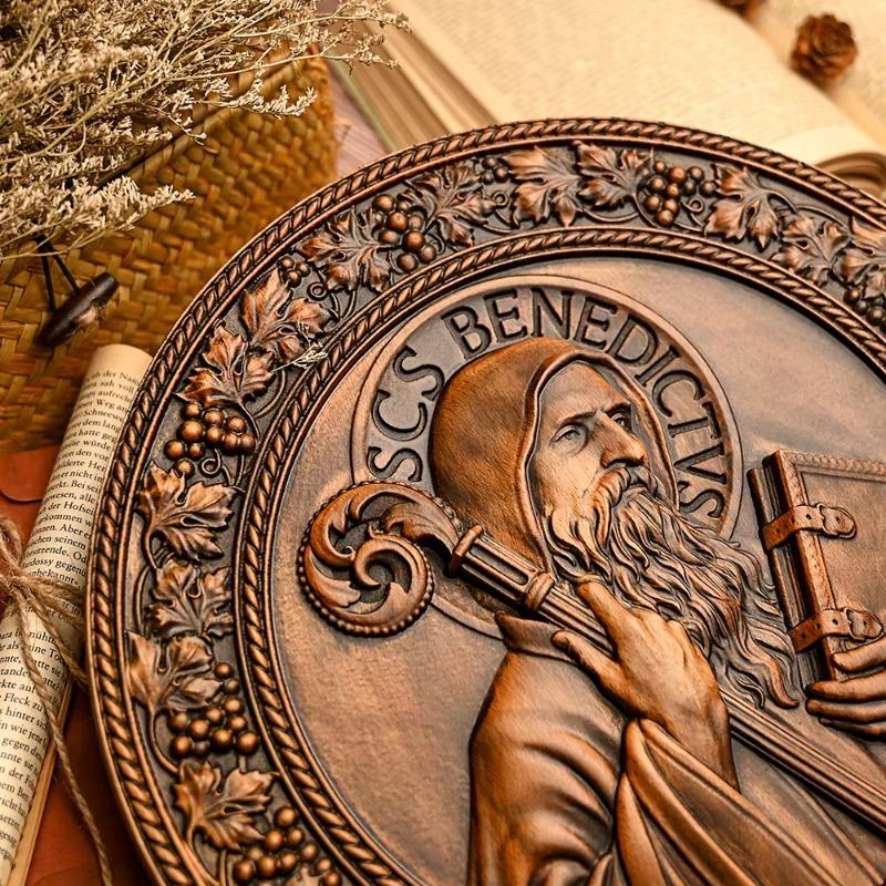 Ρετρό Άγαλμα Αγίου Βενεδίκτου, Καθολική Εικόνα, Θρησκευτική Φιγούρα, Διακόσμηση Εκκλησίας, Οικιακό Δωμάτιο, Επιτραπέζιο Στολίδι