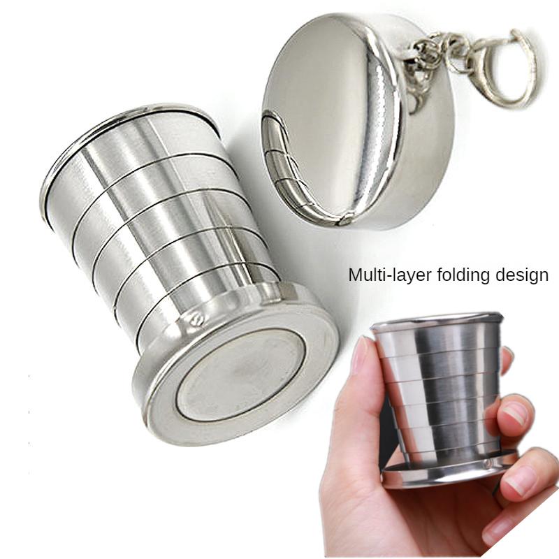 Teleskopický pohár z nerezové oceli Skládací pohárek Venkovní cestovní pohárek na mytí Přenosný malý pohárek Creative Que Bottle Mini Small Cup