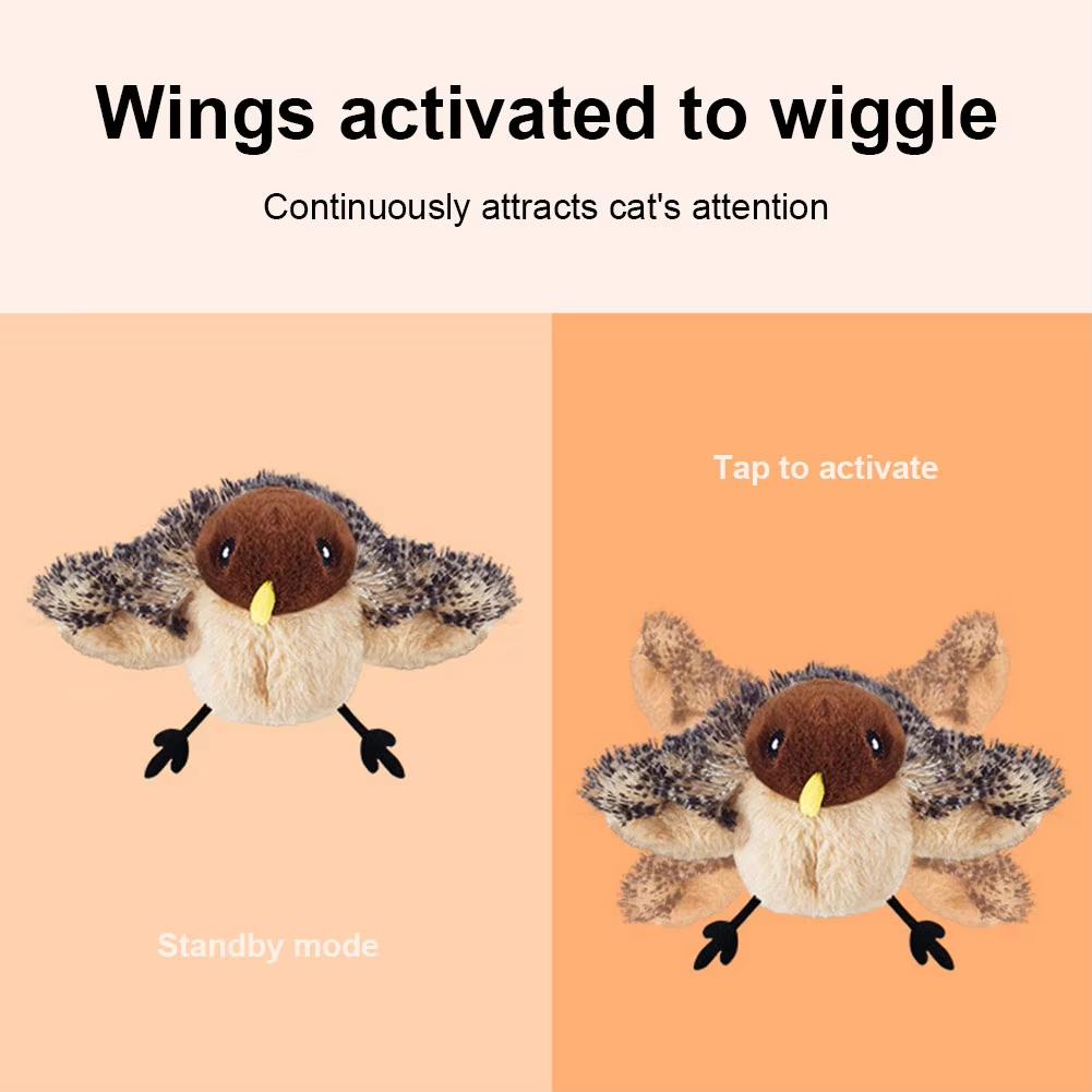 Flappy Bird Cat Toy Rechargeable Pet Cat Interactive Plush Toy Pat Pat Bird Toy Stimulates Hunting Instincts Remote Control USB