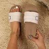 Fashion 2025 New Ladies Shoes Open Toe Women's Slippers Fashion Belt Buckle Summer Daily Concise Non-Slip Comfortable Flat Slippers