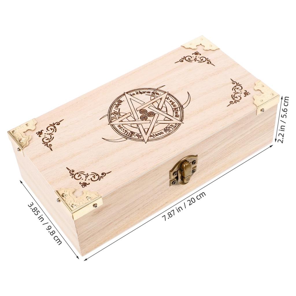 ERINGOGO Wooden Tarot Box with Large Pentagram and Card Stylish Accessory for Tarot Enthusiasts Capacity, Design, Storage,