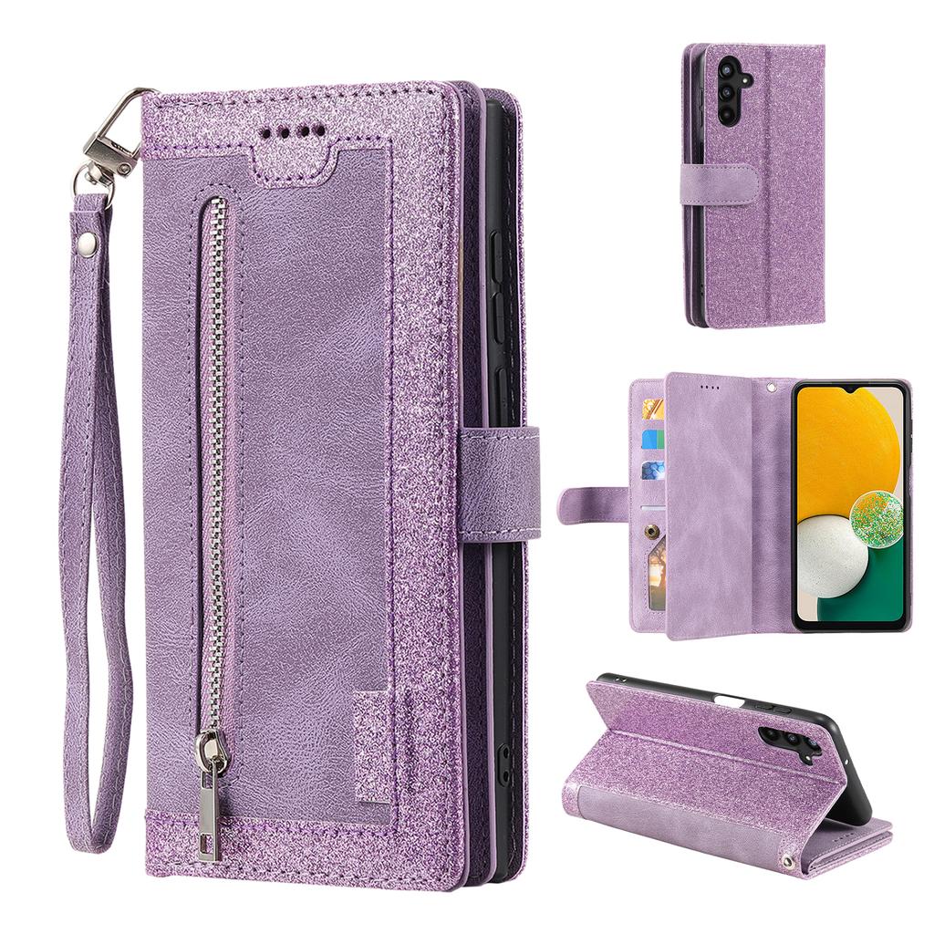 For Samsung Galaxy A16 5G/A16 4G Case PU Leather Phone Cover with Zipper Wallet 9 Card Slots