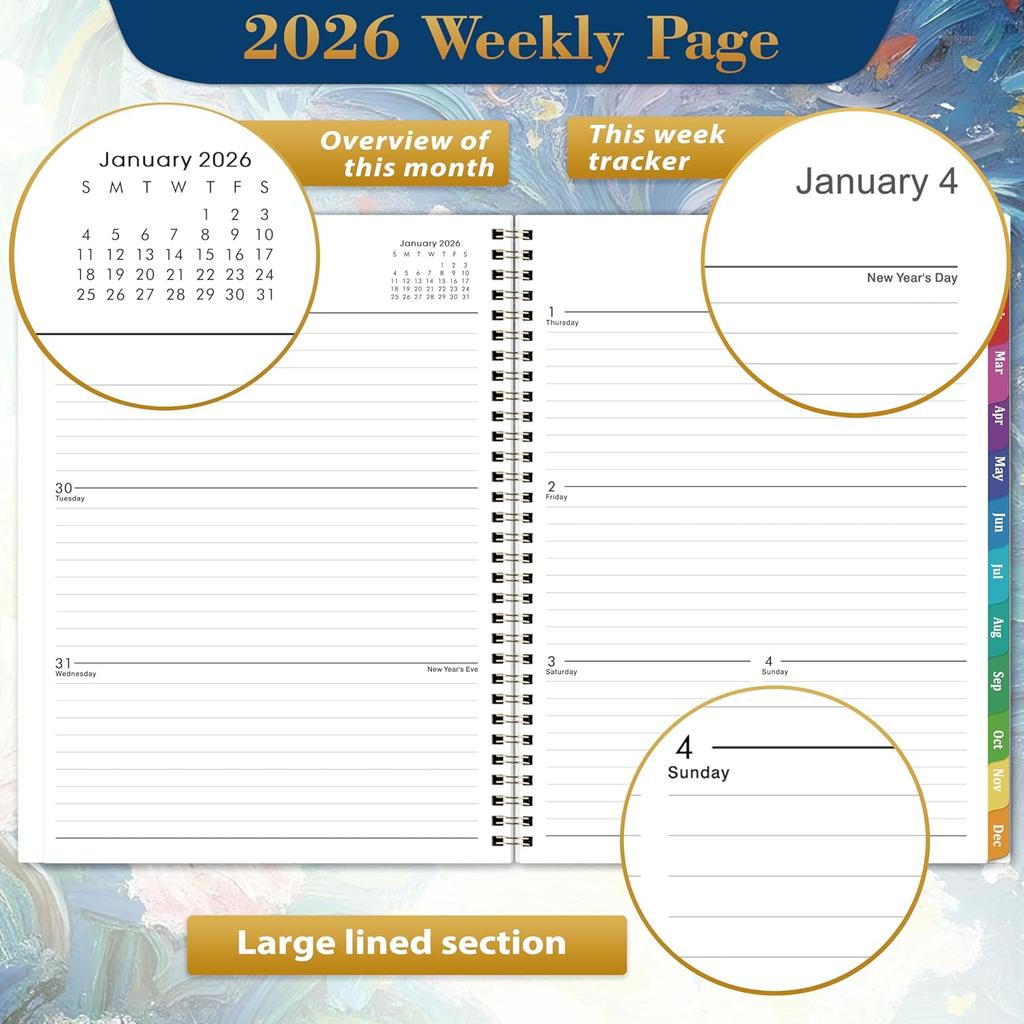 2026 Planner - Planner 2026 Weekly and Monthly from January to December, 9" x 11", 2026 Weekly Monthly Planner with Inner Pocket, Colorful Coated