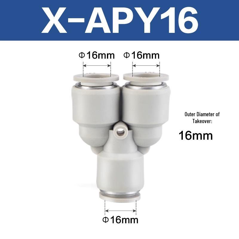 Yadake Pneumatic Y-Type Equal Diameter Three-Way Quick Connector for Air Tubes (4-12mm)