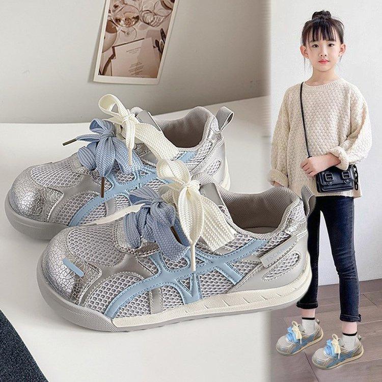 

Girls fashion moral training shoes 2025 new summer fashion lightweight and comfortable thick-soled breathable casual board shoes 30 синий