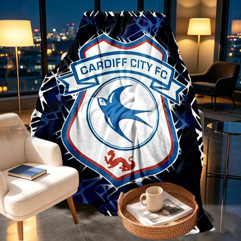 Cardiff City FC Spausdintas pledas - Minkštas ir patogus, miegamajam, kelionėms, sofai, namų dekoravimui - Gimtadienio Kalėdų dovana draugui