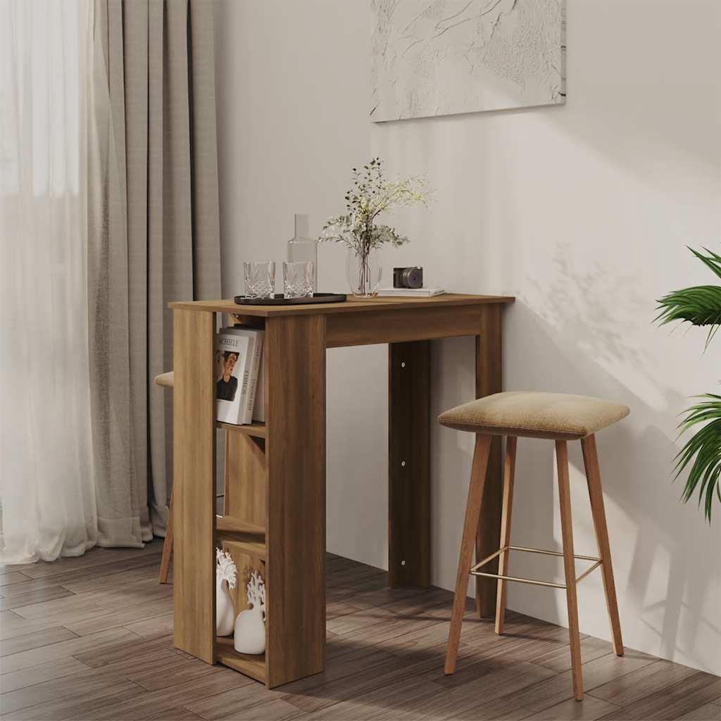 Vidaxl Tavolo da Bar con Mensole, Rovere Marrone, 102X50X103,5 Cm