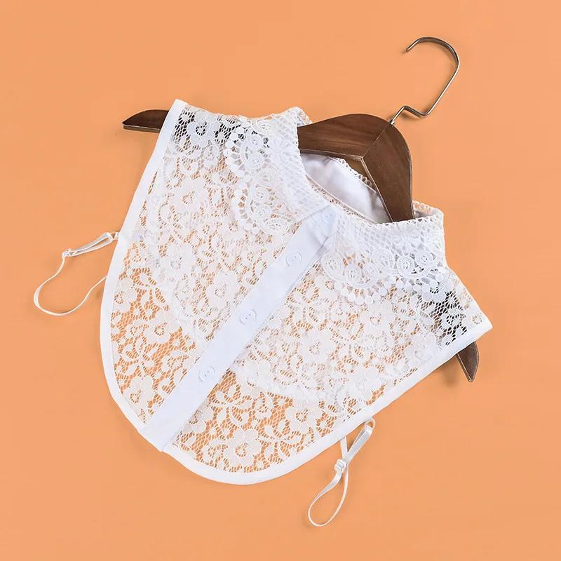 Perfect Match Chiffon Women Hollow Out Floral Lace Fake Collar Sweater Detachable Lapel Half Shirt Blouse Female False Collars Nep Kraagie