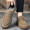 Fashion Men Shoes Casual Sneakers Business Loafers Non-slip Leather Walking Shoes Round Work Men Flats New Slip On Breathable Moccasins