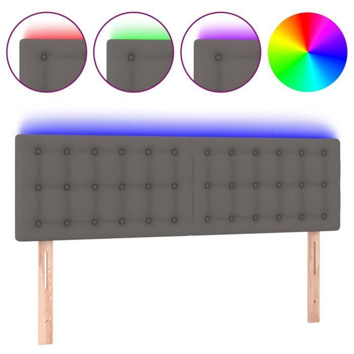 VidaXL Tête de Lit à LED Meuble de Chambre à Coucher Accessoire de Lit Double Tête de Cadre de Lit Intérieur Gris 3121706