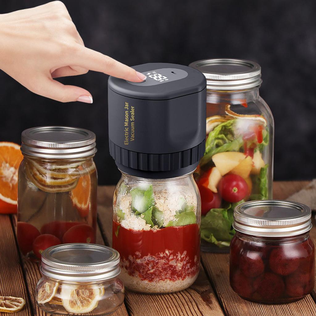 Electric Jar Vacuum Sealer Type C Charging Automatic Jar Vacuum Sealer Vacuum Sealing Machine with 10 Lids for Food Storage