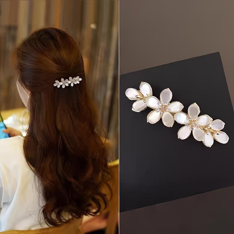 Elegant Flower Hair Clips, Horizontal Bangs Clips, Spring Hairpins, And Half-Up Hair Additions for Ponytails