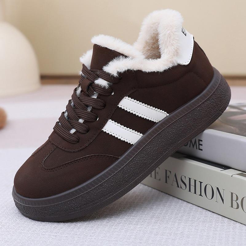 New velvet muffin women's shoes thick baseplate shoes versatile women's cotton shoes retro sports casual warm shoes children