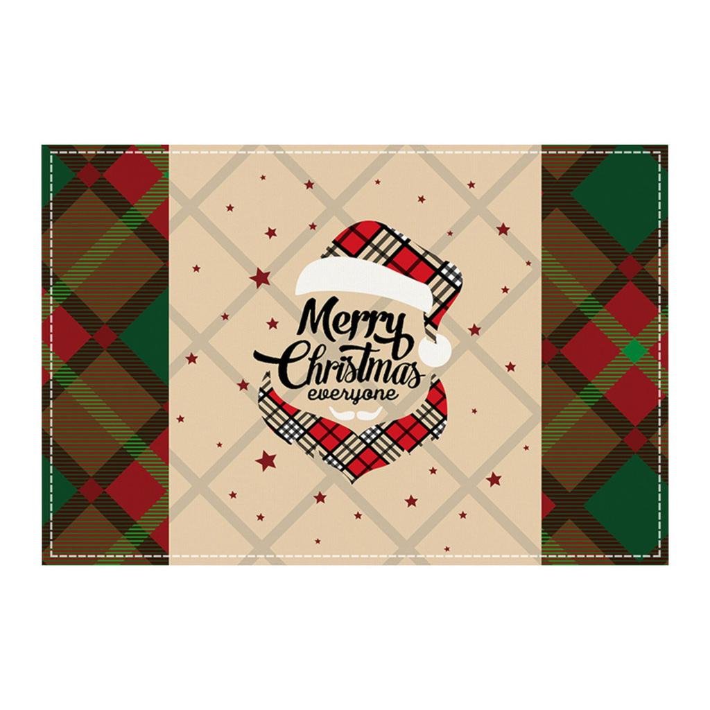 Christmas Meal Mat, Linen Snowman Checkered Printed Table Mat, Holiday Party Restaurant Decoration Insulation Mat