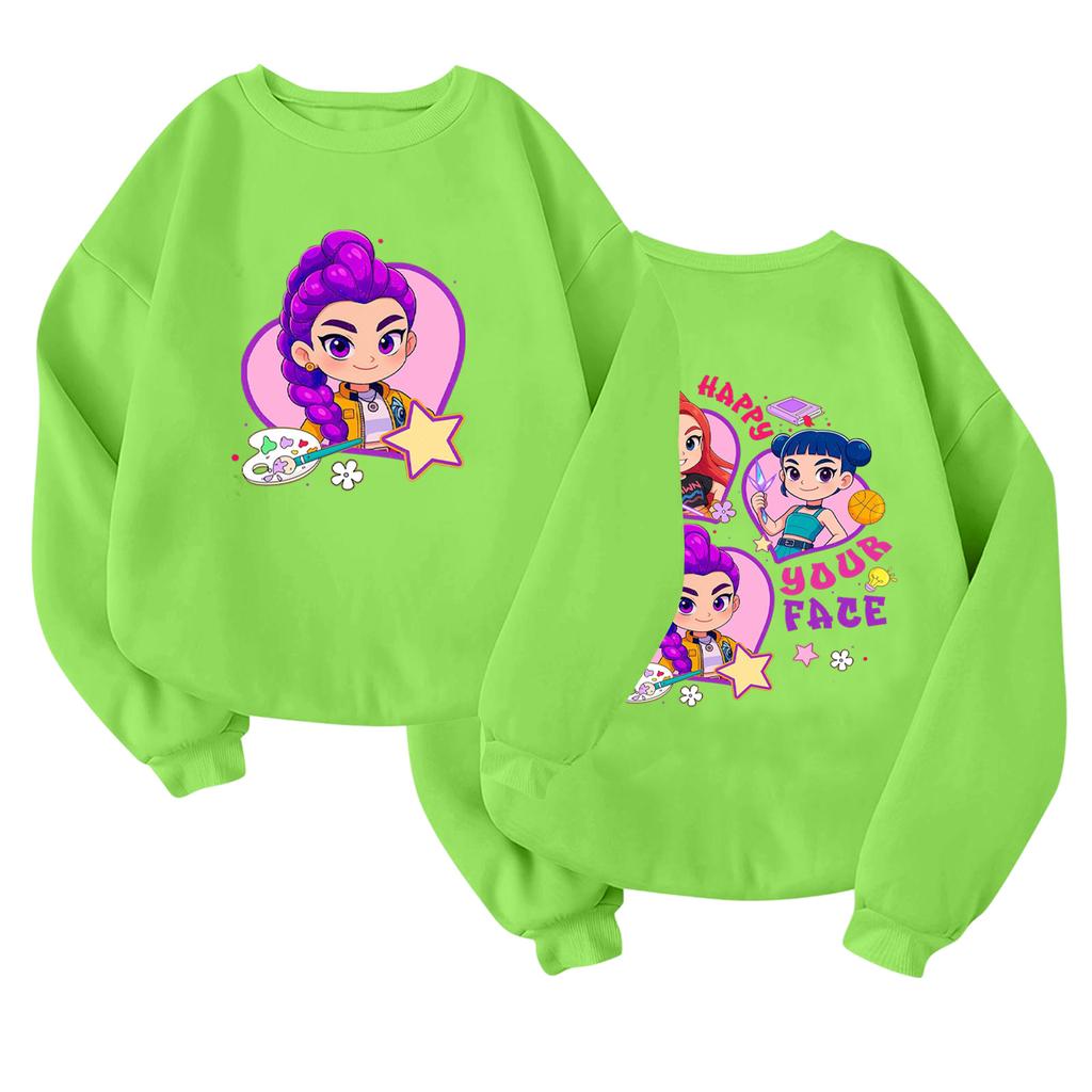 Children's Fashionable Lightweight Long-sleeved Round Neck Pullover With Pockets Printed Pullover