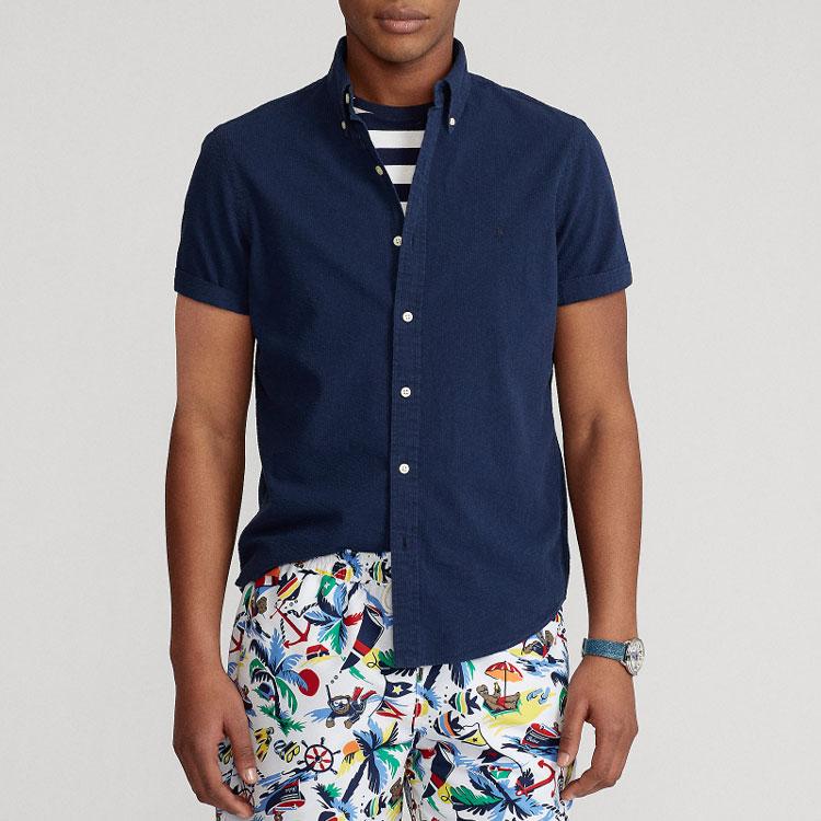 Polo Ralph Lauren SS23 Solid Color Single-Breasted Polo Shirt Men Shirts Dark-Blue MNPOWOV1N820308-410