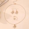 Leichter Luxus Herz Rose Schmuckset Diamantbesetzte Halskette Ohrringe Ring Dreiteiliges Set Für Europäische Amerikanische Frauen Täglich Party Hochzeit Dating