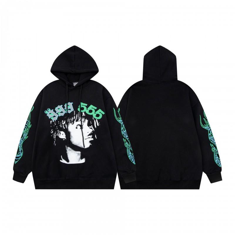 Mens Oversized Hooded Sweatshirt With Spiderweb Foam Print Cotton Fleece-Lined