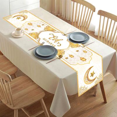 Ramadan Tischläufer Eid Mubarak Polyester Tischläufer Ramadan Dekoration für Zuhause 2025 Ramadan Kareem Islamische Muslimische Partyzubehör