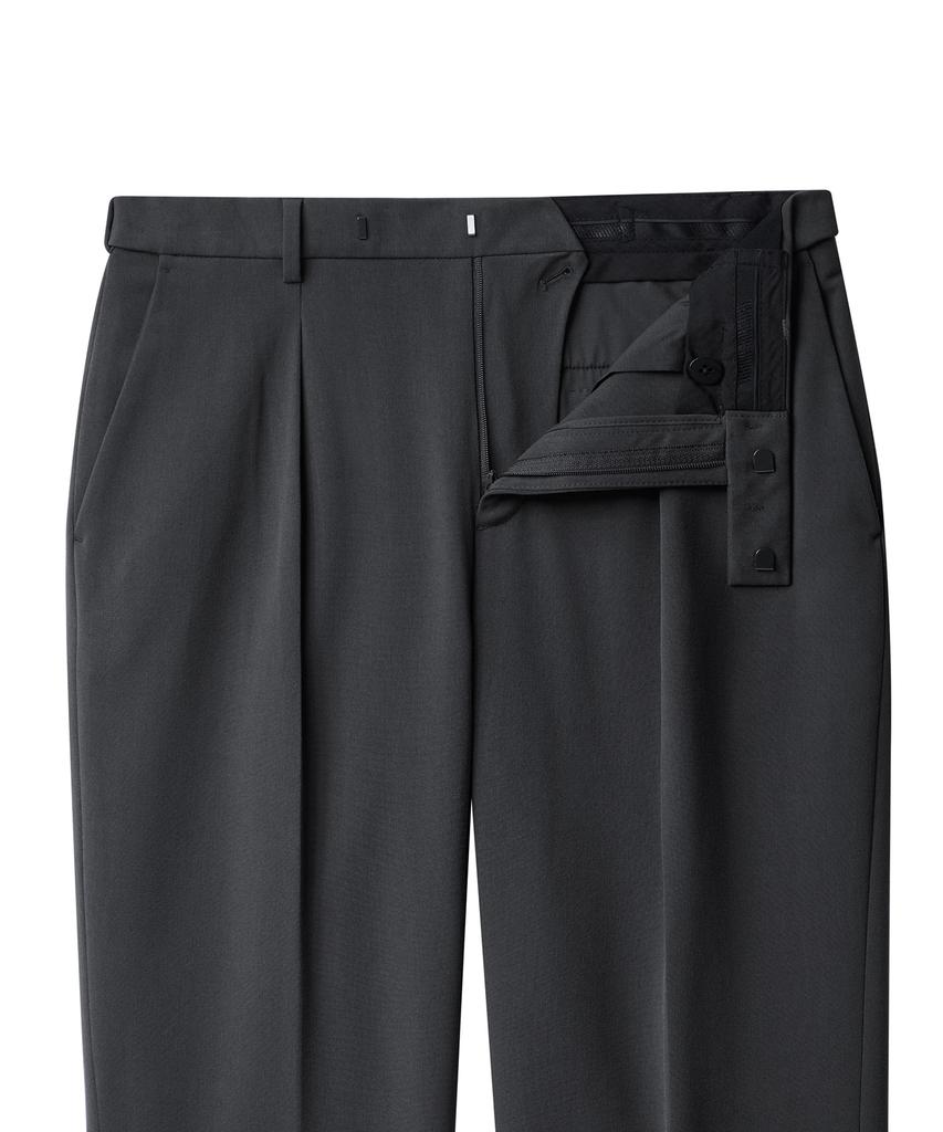 MUSINSA STANDARD Reverse One-Pleat Wide Hidden Banding Slacks [Gunmetal]