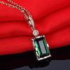 18K Rose Gold-Plated Necklace with Natural Emerald Tourmaline Pendant