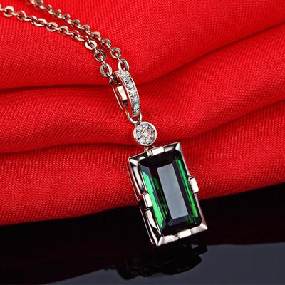 Collana Placcata Oro Rosa 18K con Pendente in Tormalina Smeraldo Naturale
