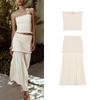 Spring and Summer New Knitting Tube Top Tops 4192043 Small Pleated Hem High Waist Knitted Skirt 4192042