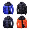 Men Cotton Coat Stand Collar Long Sleeve Patchwork Color Cotton-Padded Jacket with Pockets Zipper Placket Windproof Cuffs Cotton Outwear