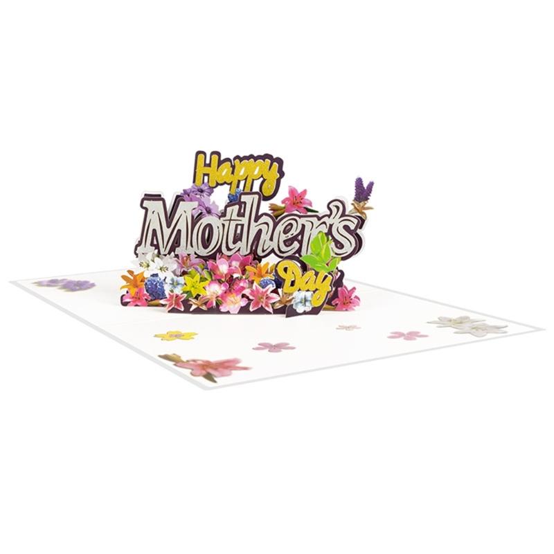 Unique 3D Flower Card Mother’s Day 3D Blessing Card DIY Blessing Message Unique Decoration for Holiday Special Day