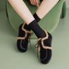 Krazing Pot Suede Fur Spring Autumn Winter Flats Lace Up Women Keep Warm Casual Shoes