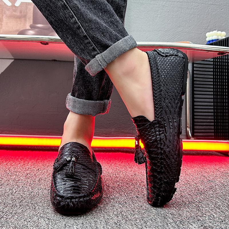 Herren Mokassins Fahrschuhe Komfort Leder Ballerinas Lässig Slipper Übergröße Farbe Weiß Erbsenschuhe Große Größe