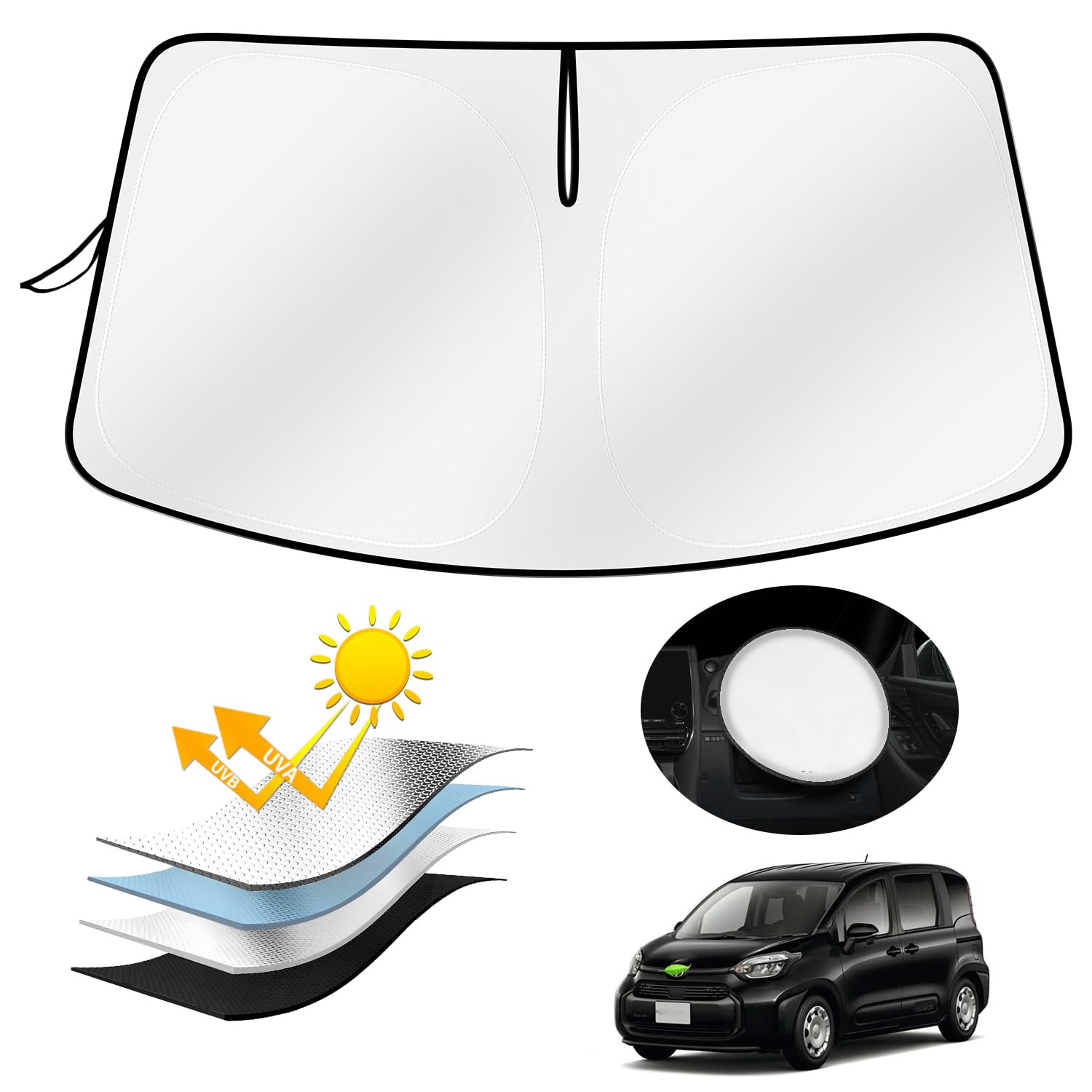 

AUTO SPEC Toyota New Sienta 10 Series Передний солнцезащитный экран Автомобильный солнцезащитный экран Затемняющий передний экран SIENTA 10 MXPL10G MXPC10G MXPL15G Дизайнерский экран на лобовое стекло УФ