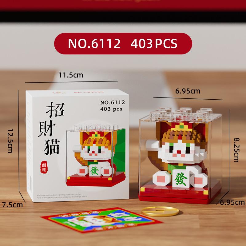 Lucky Animal Micro Building Blocks Lesser Panda Cat Maneki Neko Assembled 3D Model Mini Brick Figure Toys For Kids Gifts