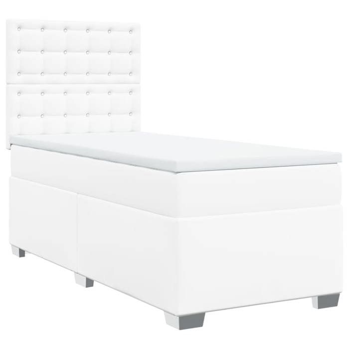 Maison Exclusive - Sommier à lattes de lit avec matelas Blanc 80x200 cm Similicuir