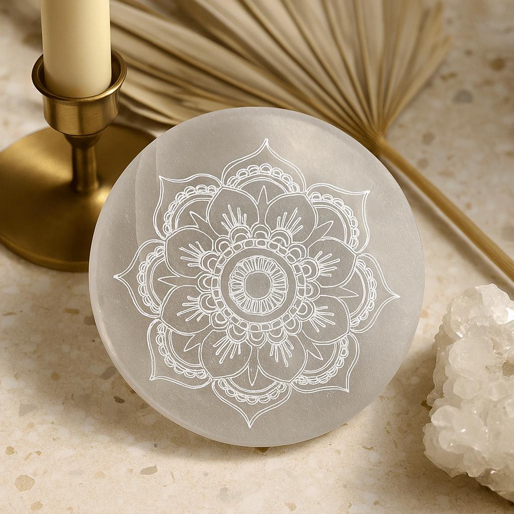 Selenite Charging Plate Mandala 8cm