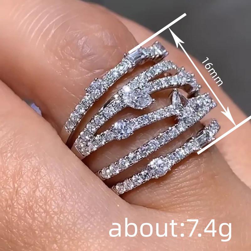 CopperMulti layer Ring for Women Female Luxury Bright Zirconia Finger Accessories Fashion Party Jewelry