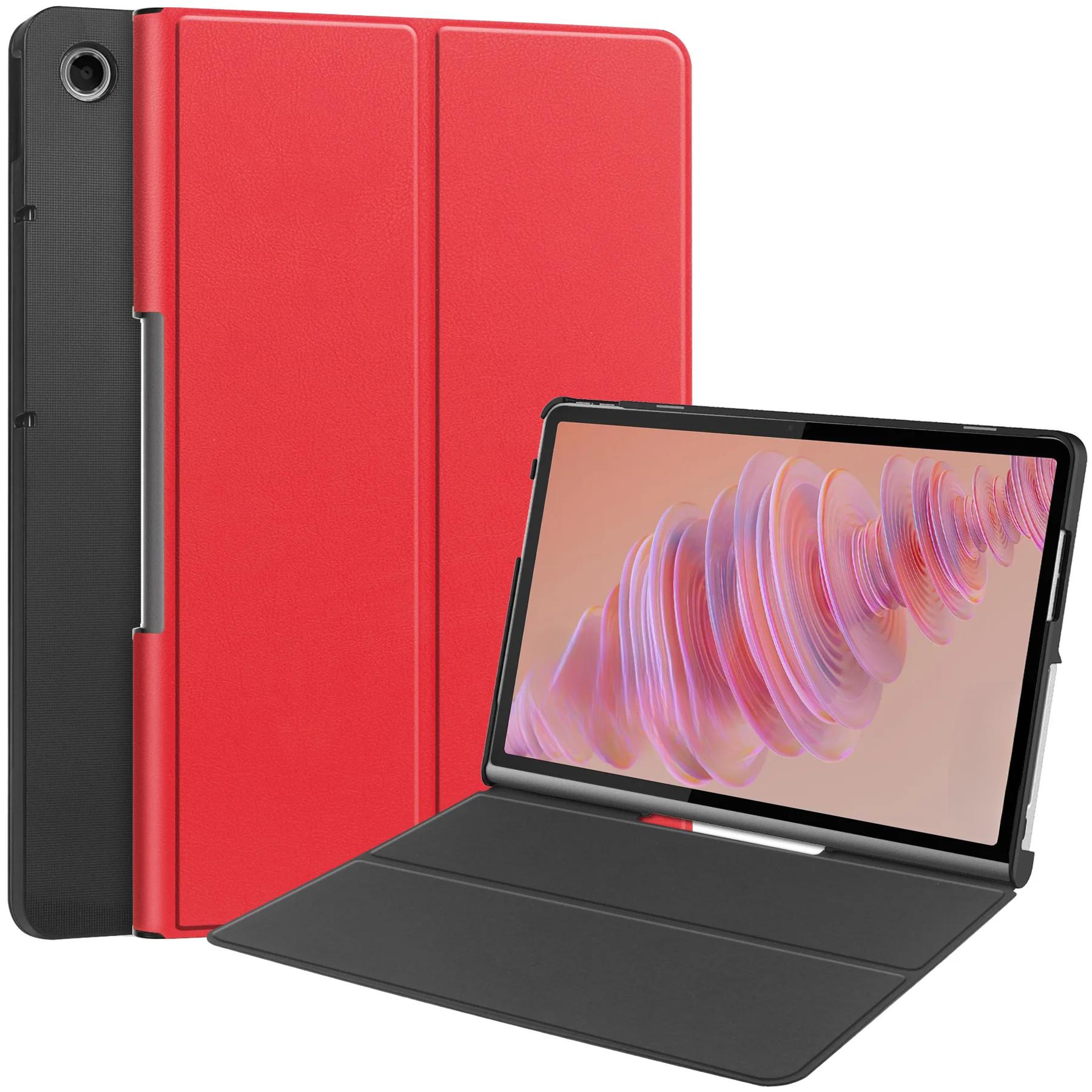 For Lenovo Tab Plus TB351FU Tablet Case Voltage Front Stand Bracket Leather Tab Plus красный