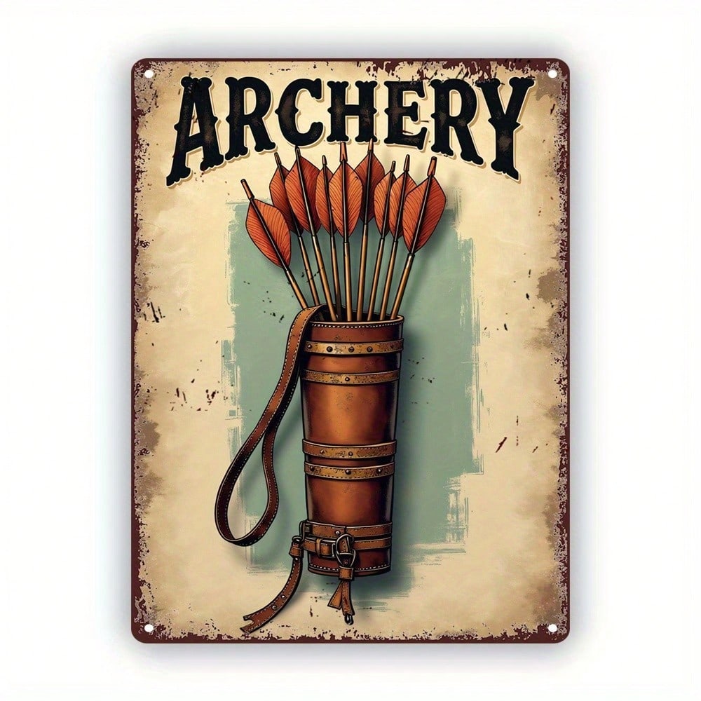 Vintage Tin Metal Wall Sign Retro Arrow Quiver Decor For Bar Garage Man Cave