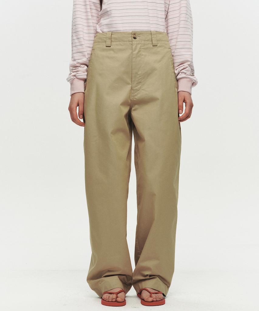Hoite Curve Line Wide Pants (Beige)